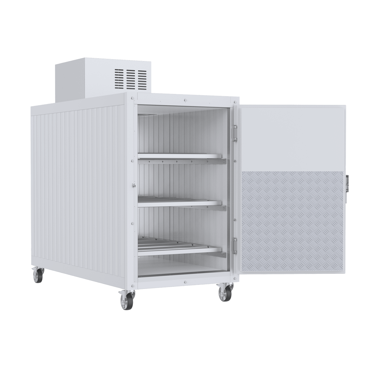 36-inch bariatric interior with 27-inch tray clearance on 3BX mortuary cooler | American Mortuary Coolers