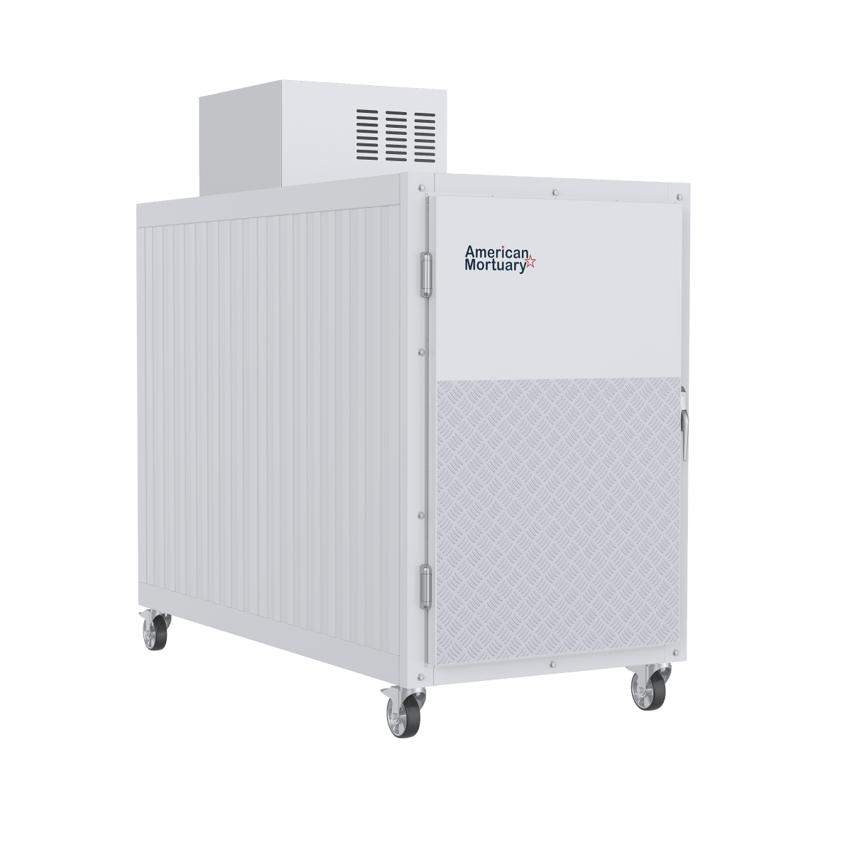 Three individual roller-rack shelves inside the 3BX extra-wide mortuary cooler | American Mortuary Coolers