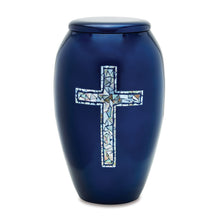 Blue Cross Mother of Pearl Urn — ISU-RJ-0142
