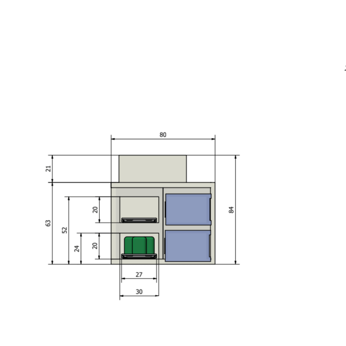 4 bay vault cooler door detail, individual chamber access with stainless construction