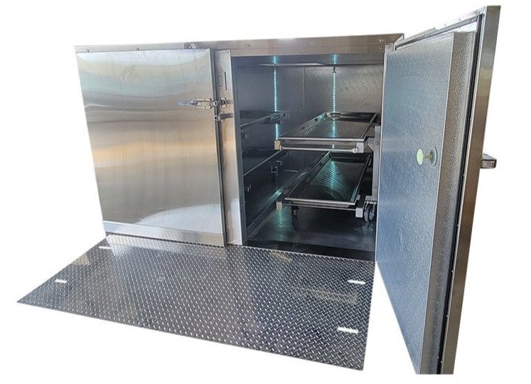 4-Body 2-Door Morgue Cooler - dual access optional roller racks
