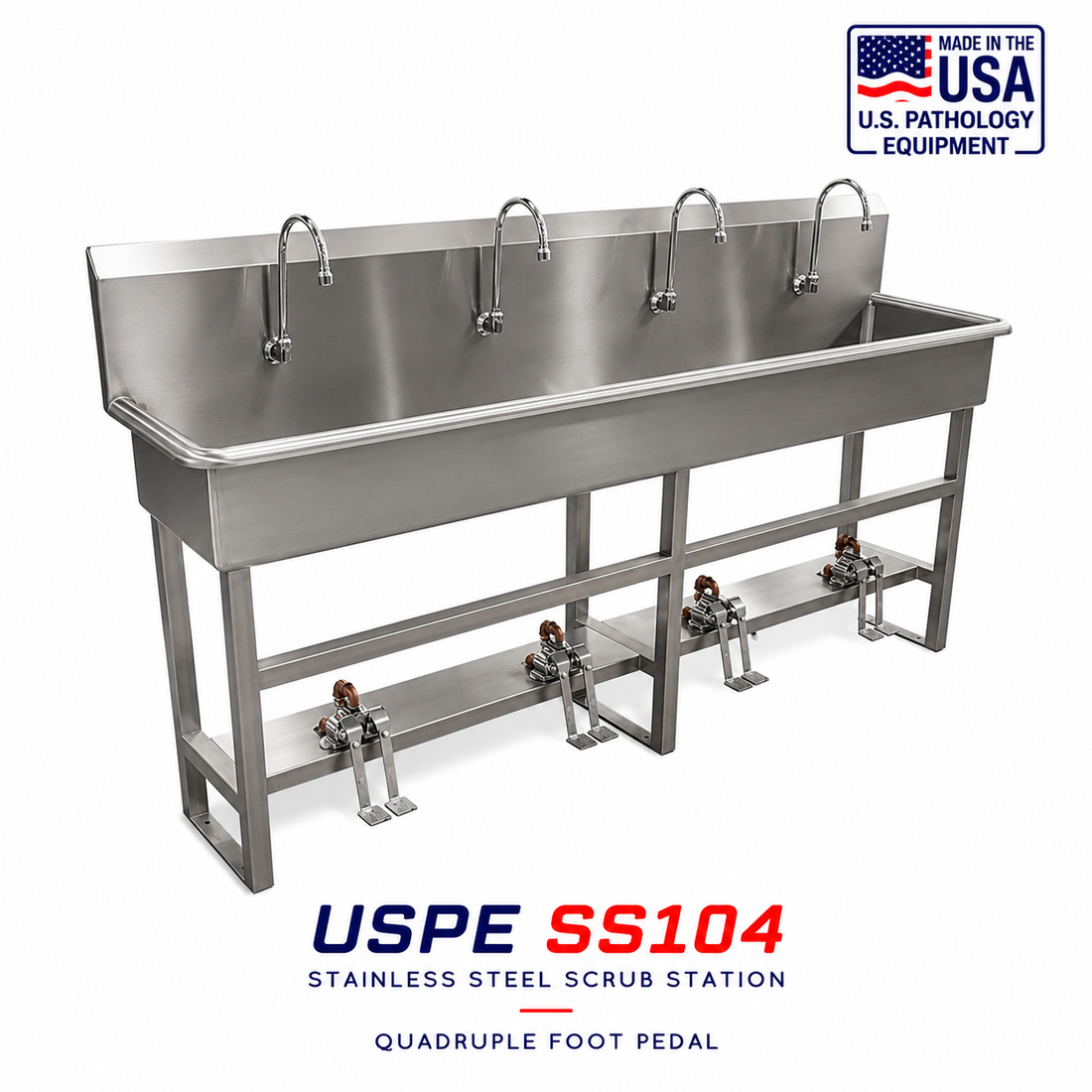 4-Station Foot Pedal Scrub Sink