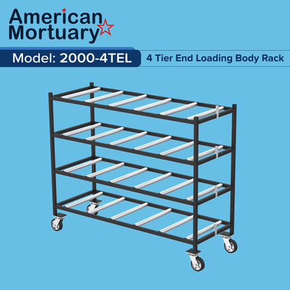 4 Tier End Loading Mortuary Rack | Model 2000 - 4TEL - American Mortuary Coolers & Equipments