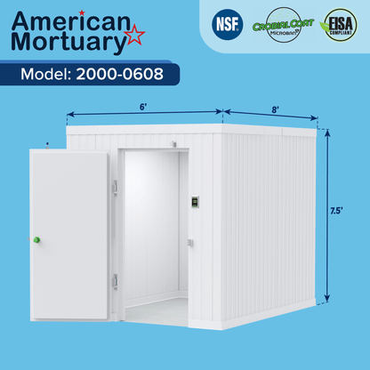 AMC-0608 walk-in mortuary cooler, entry-tier walk-in cold storage for deathcare facilities