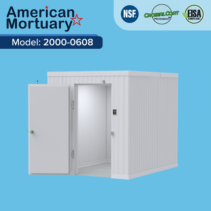 6x8 walk-in morgue refrigeration unit, American Mortuary Coolers compact walk-in