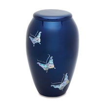 Blue Butterfly Mother of Pearl Urn — ISU-RJ-0140