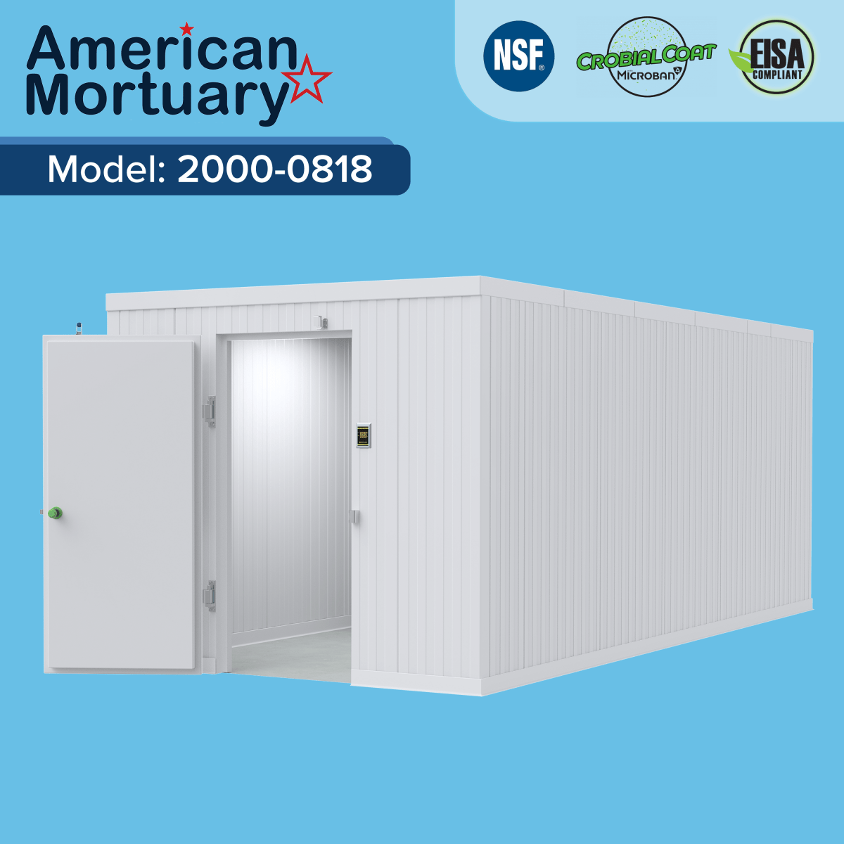 AMC-0818 walk-in mortuary cooler, FEMA-staging capable cold storage for county facilities