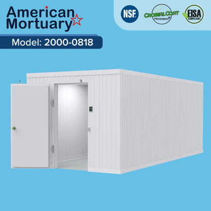 AMC-0818 walk-in mortuary cooler, FEMA-staging capable cold storage for county facilities