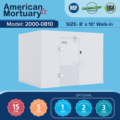 ❄️ 8x10 Walk - In Mortuary Cooler – Model 2000 - 0810 - American Mortuary Coolers & Equipments