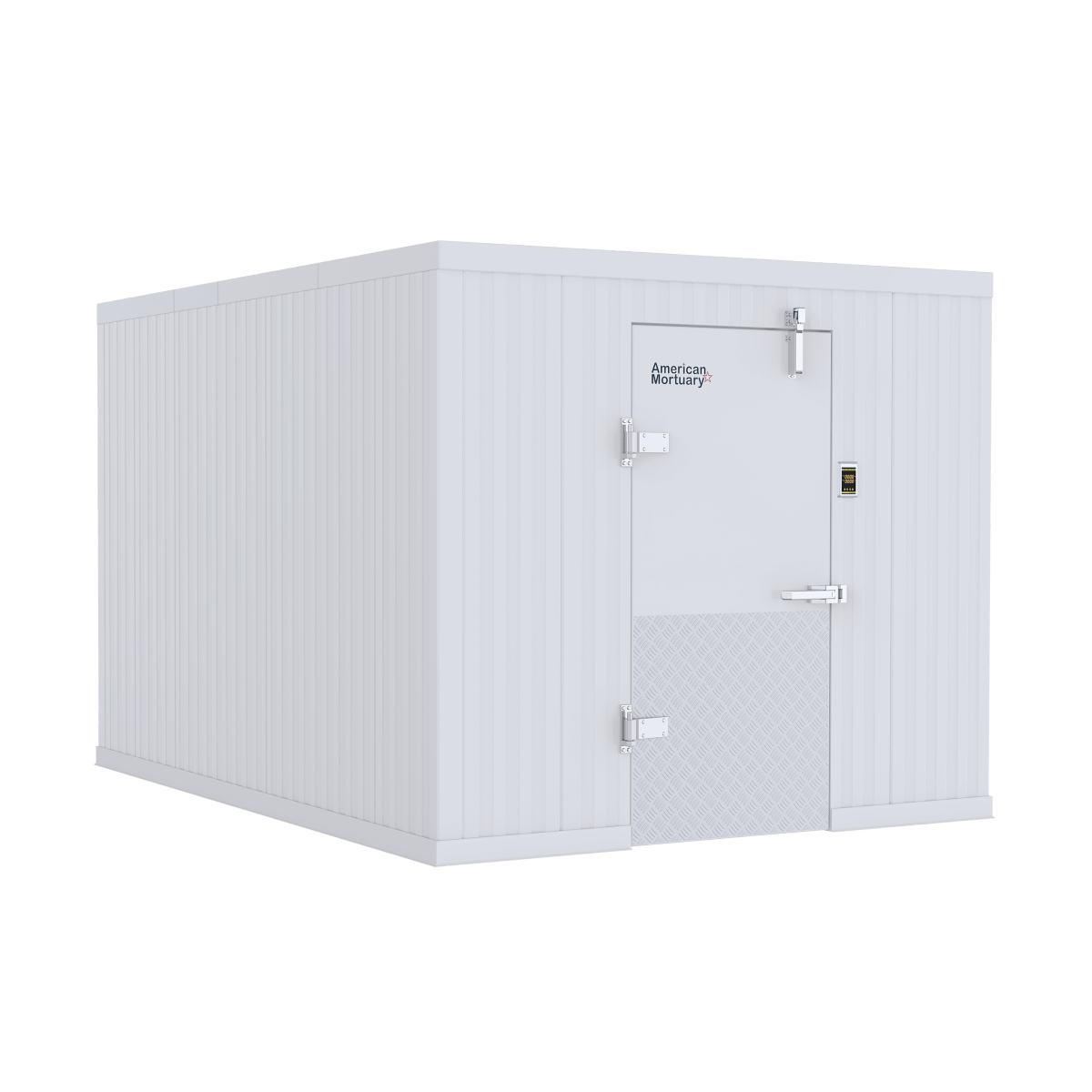 Model AMC-0812 8x12 walk-in cooler, rack-compatible 10-body cadaver storage