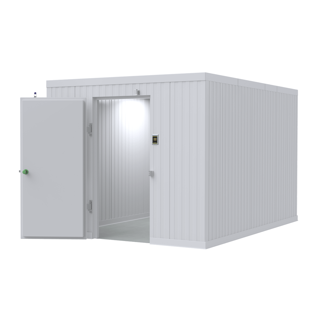 8x12 walk-in mortuary cooler, mid-tier morgue refrigeration with NSF-rated panels