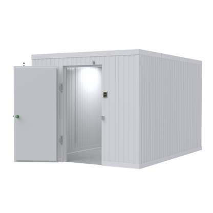 8x12 walk-in mortuary cooler, mid-tier morgue refrigeration with NSF-rated panels
