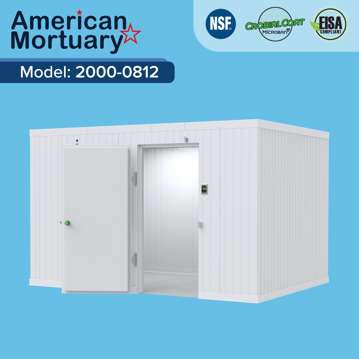 8x12 walk-in mortuary cooler detail, insulated panel and door hardware construction
