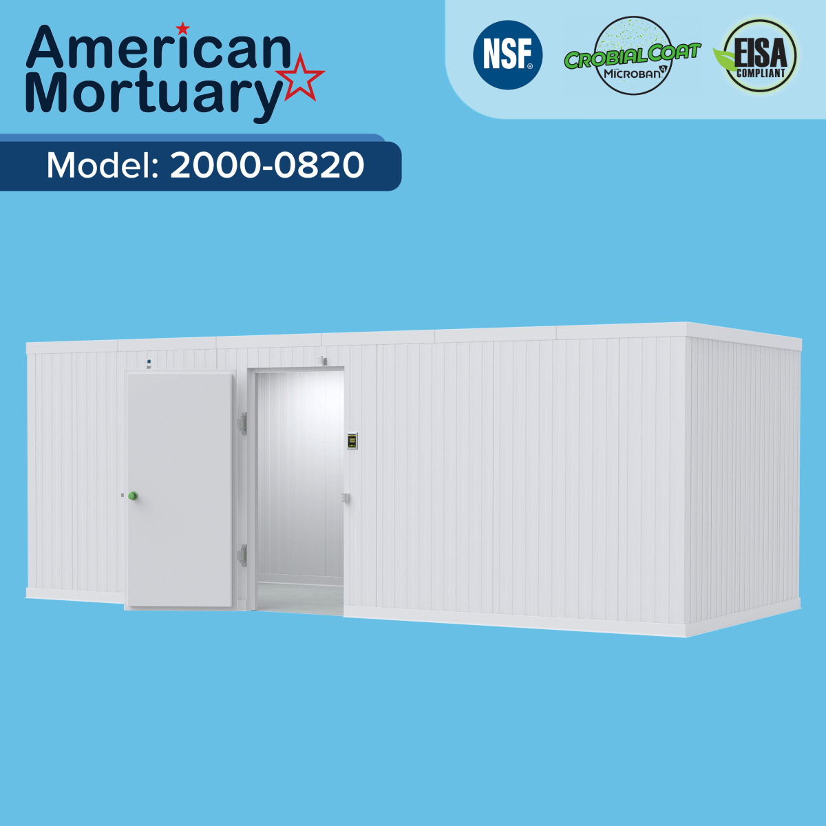 Funeral home walk-in mortuary cooler 8x20 by American Mortuary Cooler Authority