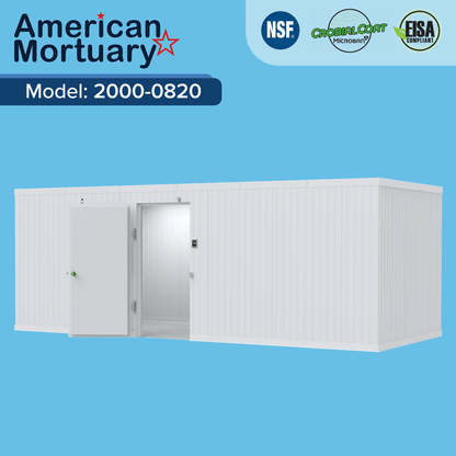 Funeral home 8×20 walk-in mortuary cooler by American Mortuary Coolers