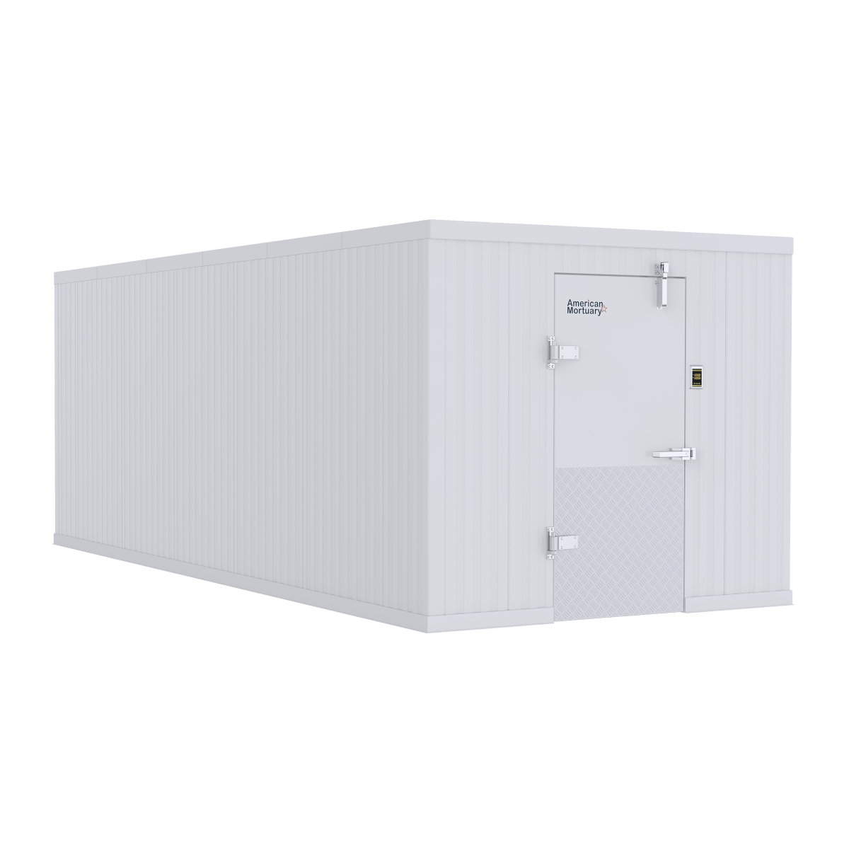 8x20 walk-in mortuary cooler Model AMC-0820, 20-body FEMA-grade hospital cadaver cold storage