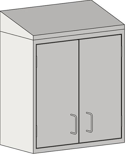 Modular AMC-3500 Series upper and lower 304 stainless steel laboratory casework with integrated back-splash and sloped tops.