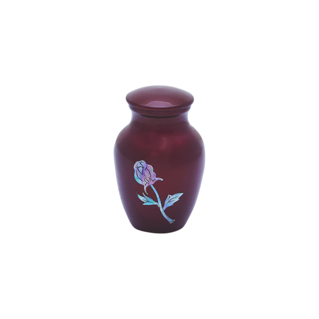 Burgundy Rose Mother of Pearl Keepsake — ISU-RJ-0155