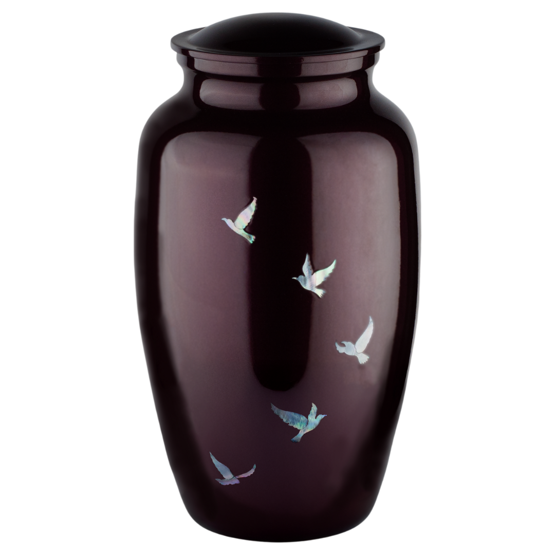 Burgundy Cycle of Life Mother of Pearl Urn — ISU-RJ-0150