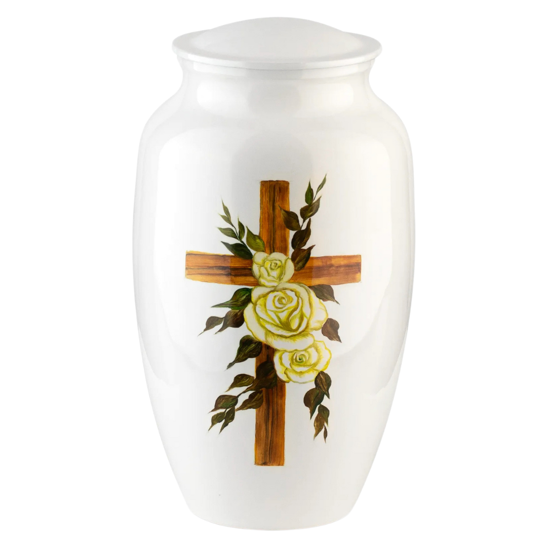 Yellow Rose Cross Artist Urn — ISU-RJ-0054