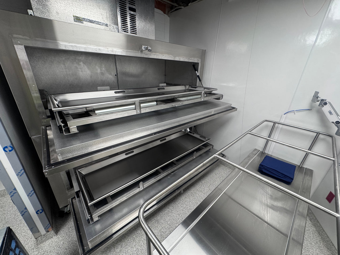 2-body bariatric vault morgue cooler, American-made stainless bay refrigeration