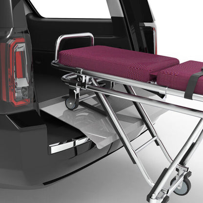 AME-SR50 feature detail glide strips and aluminum deck — American Mortuary Equipment suburban first call ramp for Escalade ESV Suburban and Yukon XL