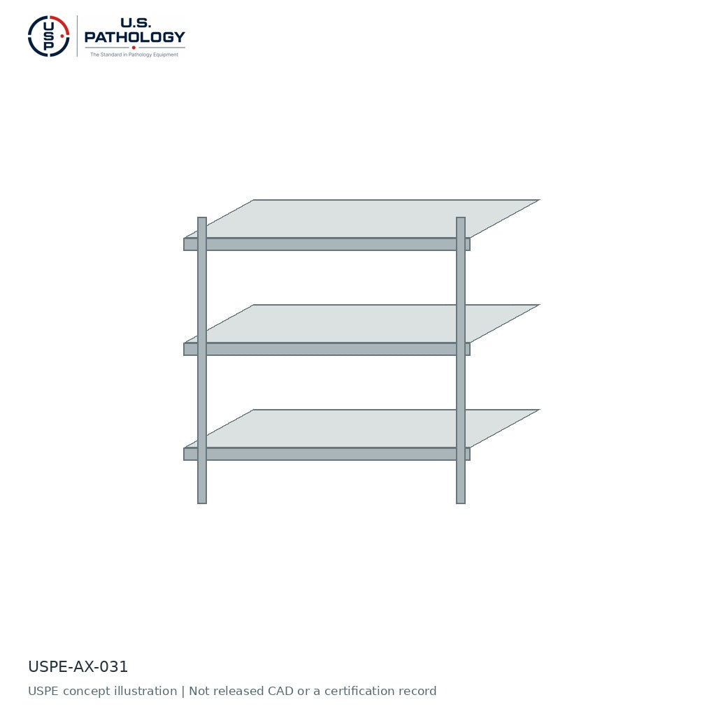 USPE Island Shelving System | USPE-AX-031 | USPE configuration concept; size, material and engineering subject to quote