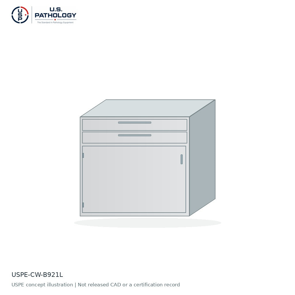 USPE 2-Drawer / Single-Door Base Cabinet, Left-Hinged | USPE-CW-B921L | USPE configuration concept; size, material and engineering subject to quote