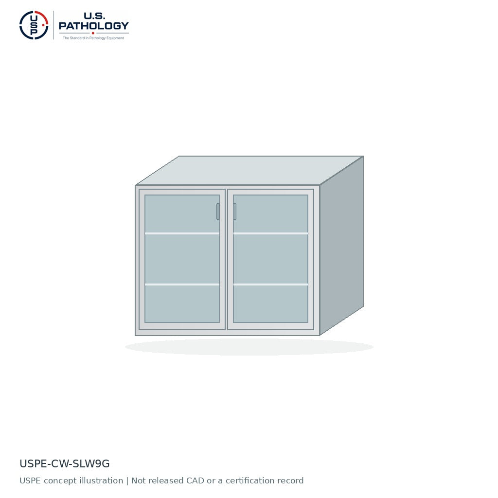 USPE Wall Sliding-Door Cabinet, Glazed | USPE-CW-SLW9G | USPE configuration concept; size, material and engineering subject to quote
