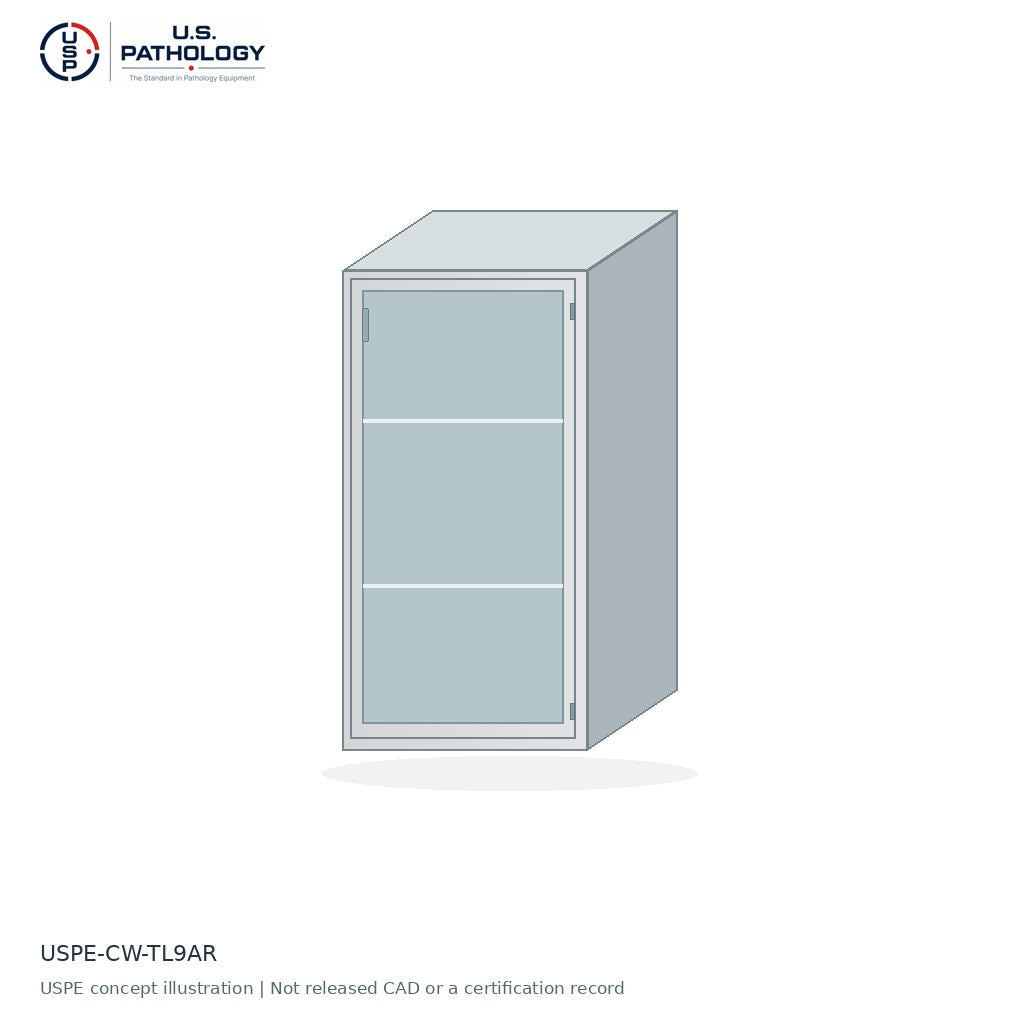 USPE Acrylic Tall Storage Cabinet, Right | USPE-CW-TL9AR | USPE configuration concept; size, material and engineering subject to quote