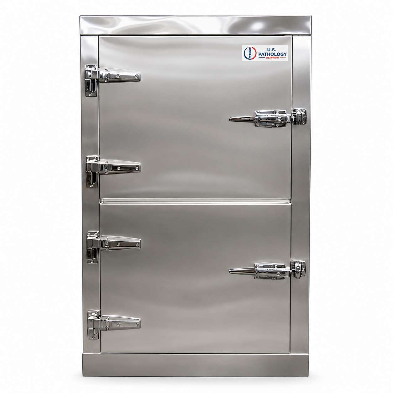 U.S. Pathology Equipment 2-Body Vault-Style Morgue Cooler — stainless individual-bay cadaver storage, American-made by American Mortuary Coolers