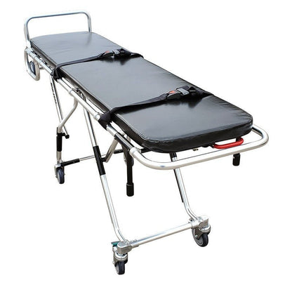 Model 500 mortuary cot reinforced auto-locking legs and powder-coated steel frame
