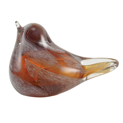Amber and White Swirl Glass Songbird Keepsake Urn, Keepsake, 3.15 x 2.76 x 5.12 in