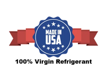 Made in USA badge indicating 100% virgin R-404A refrigerant.