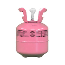 Front view of AMC R-410A 2.5 lb refrigerant cylinder showing professional-use label and DOT-39 disposable cylinder markings.