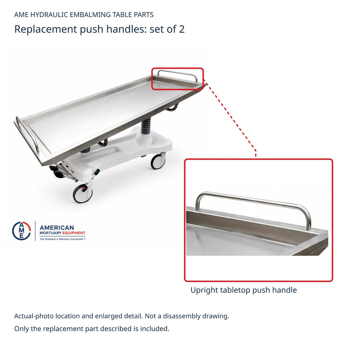 AME Embalming Table Replacement Push Handles - Set of 2