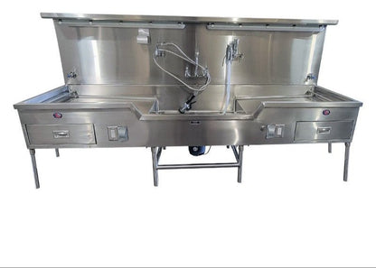Autopsy sink station 1036-11 with 304 stainless center sink, forensic lab dissection station