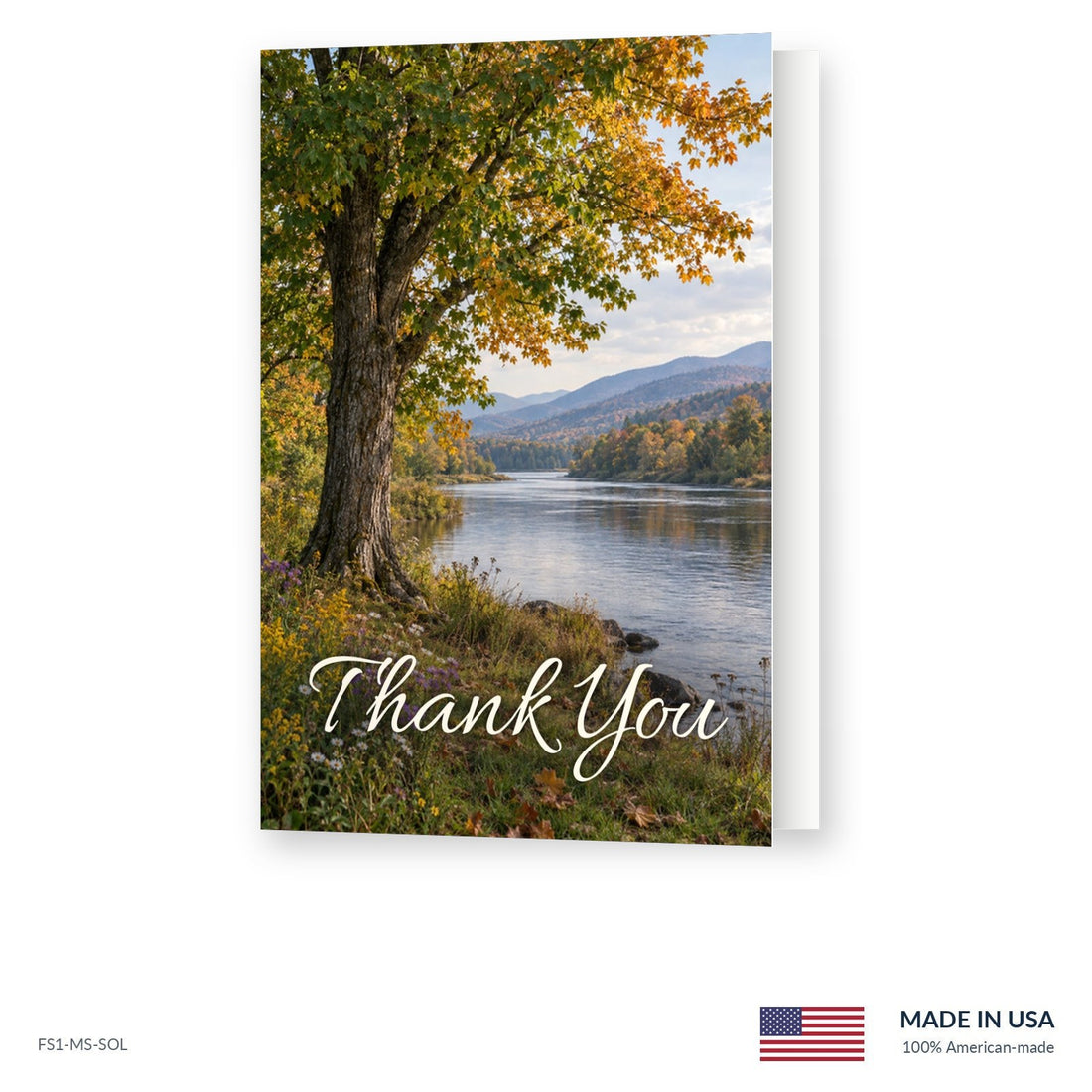 Autumn Riverbank Funeral Acknowledgment Cards