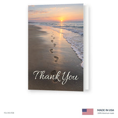 Beach Footprints Funeral Acknowledgment Cards