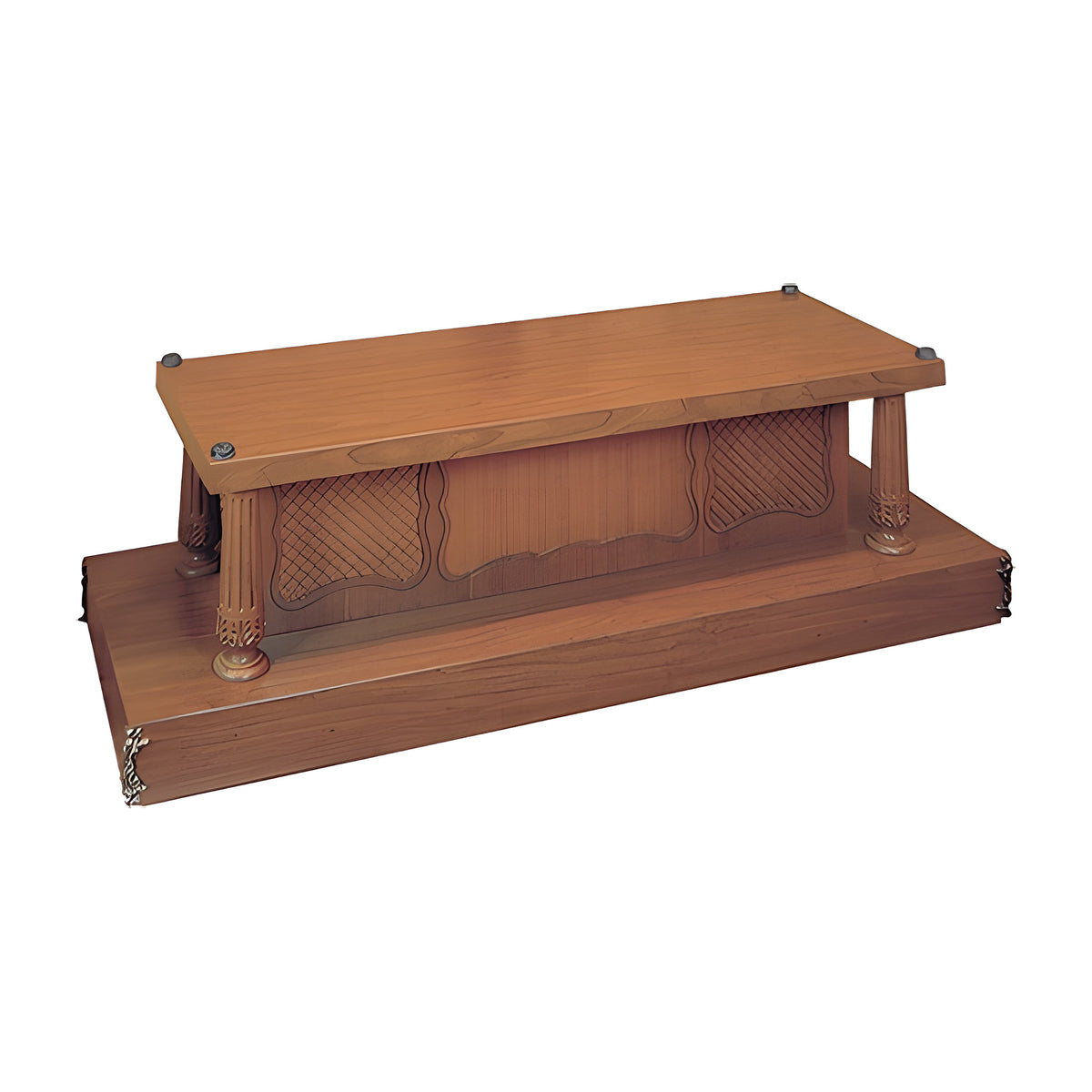 Belmont Casket Bier in solid cherry in a French Provincial style by American Mortuary Equipment