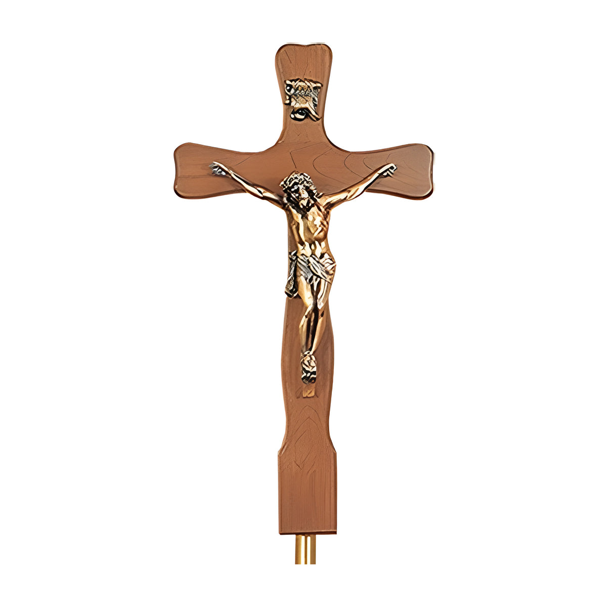 Belmont Crucifix on Stand in solid cherry in a French Provincial style by American Mortuary Equipment