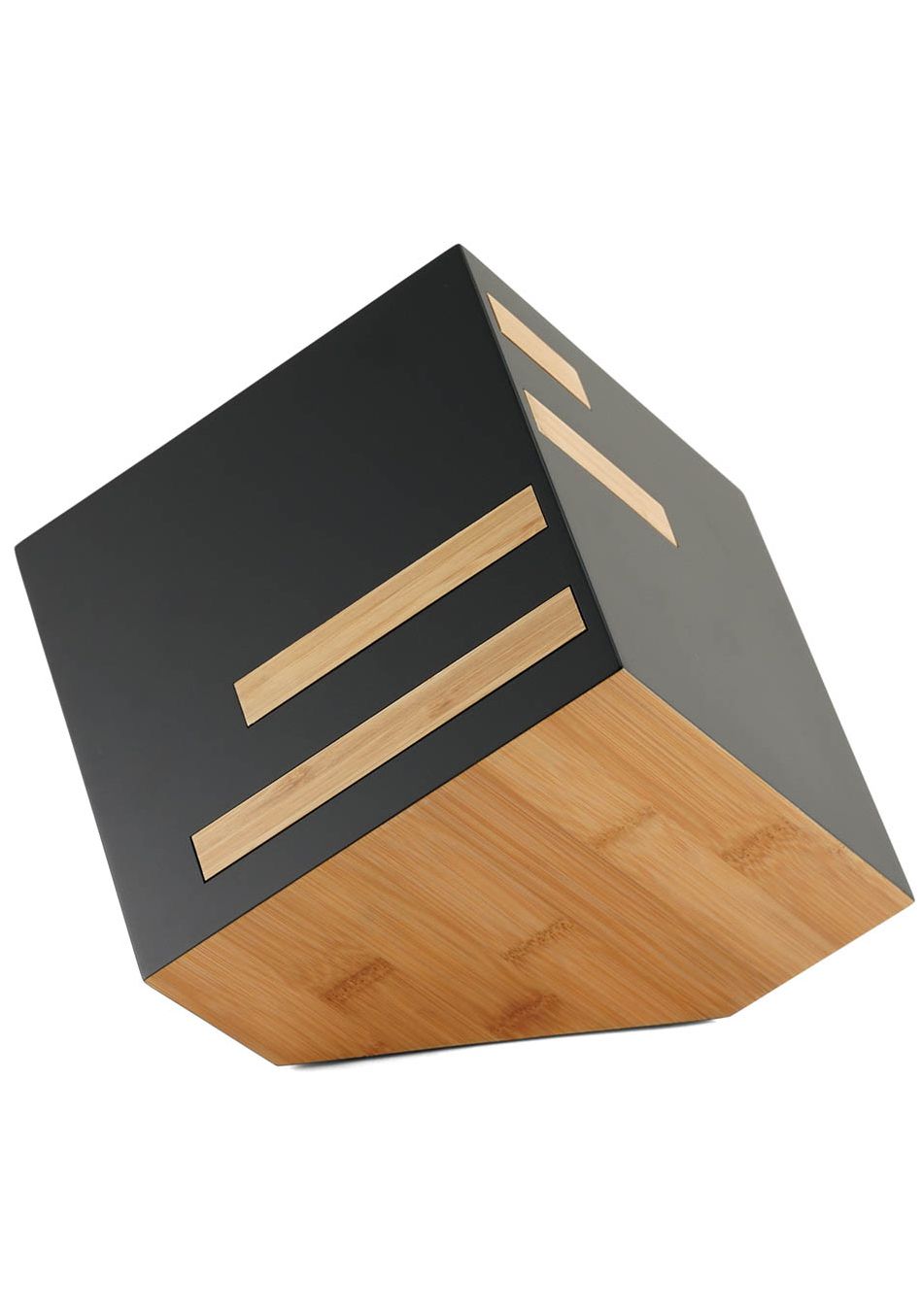 Black and Bamboo Modern Box Full Size Cremation Urn, Full Size (Adult), 10.5 x 12.25 x 11.75 in