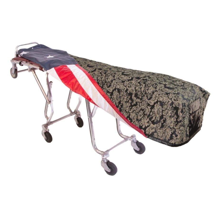 Black Gold Paisley Cot Cover - Standard, Patriot Reversible Lining
