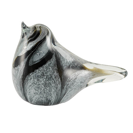 Black and White Swirl Glass Songbird Keepsake Urn, Keepsake, 3.15 x 2.76 x 5.12 in