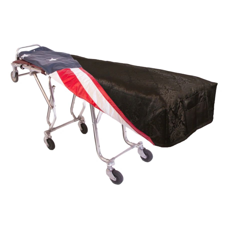 Black Damask Cot Cover - Standard, Patriot Reversible Lining