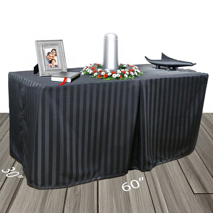 Black Satin Stripe Presentation Table - Plus
