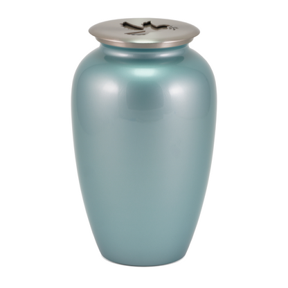 Blue Frost Dove Brass Scattering Urn, Full size adult scattering urn, 10 x 6.1 x 6.1 in