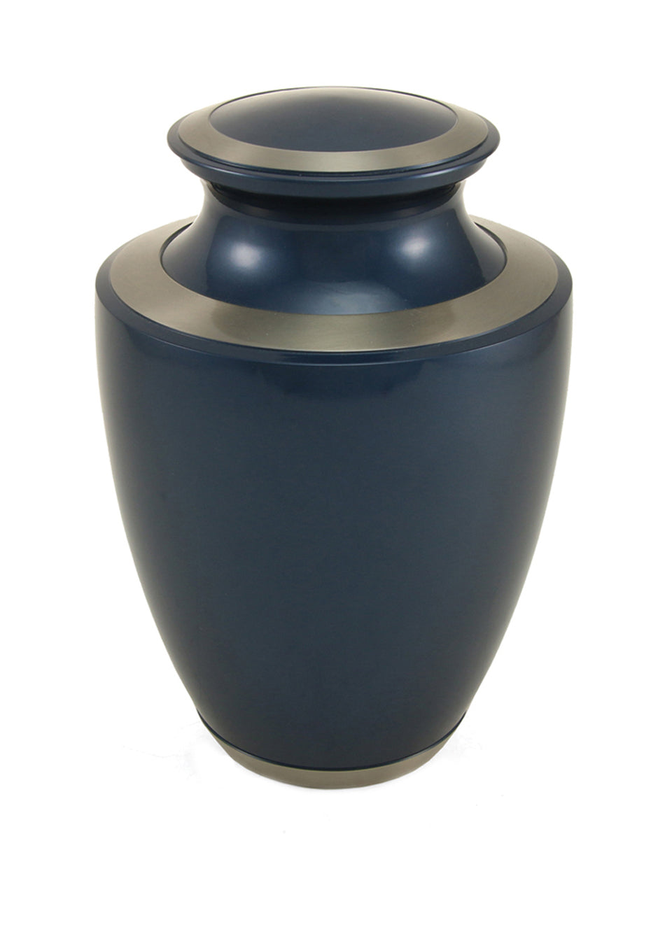 Blue High Gloss Brass Full Size Cremation Urn, Full Size (Adult), 10 x 6.8 x 6.8 in
