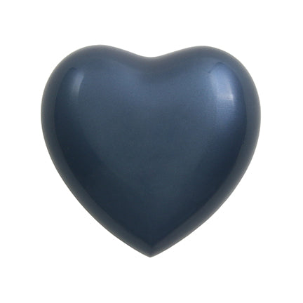 Blue High Gloss Brass Heart Keepsake Urn, Heart Keepsake, 2.7 x 2.9 x 1.6 in