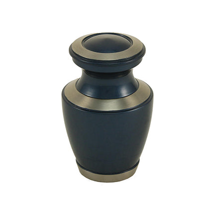 Blue High Gloss Brass Mini Keepsake Urn, Mini Keepsake, 3 x 1.7 x 1.7 in